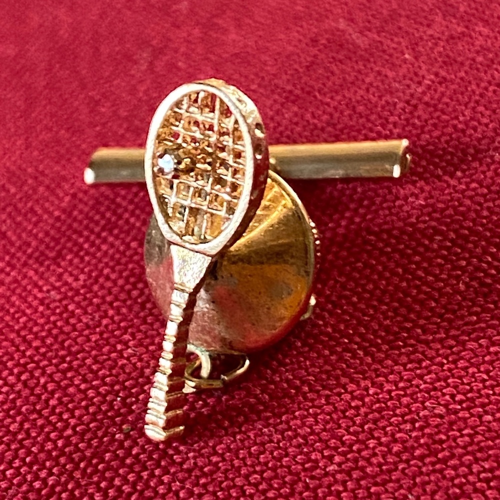 A&Z Hayward 14K + Diamond Tennis Racket Tie Tac